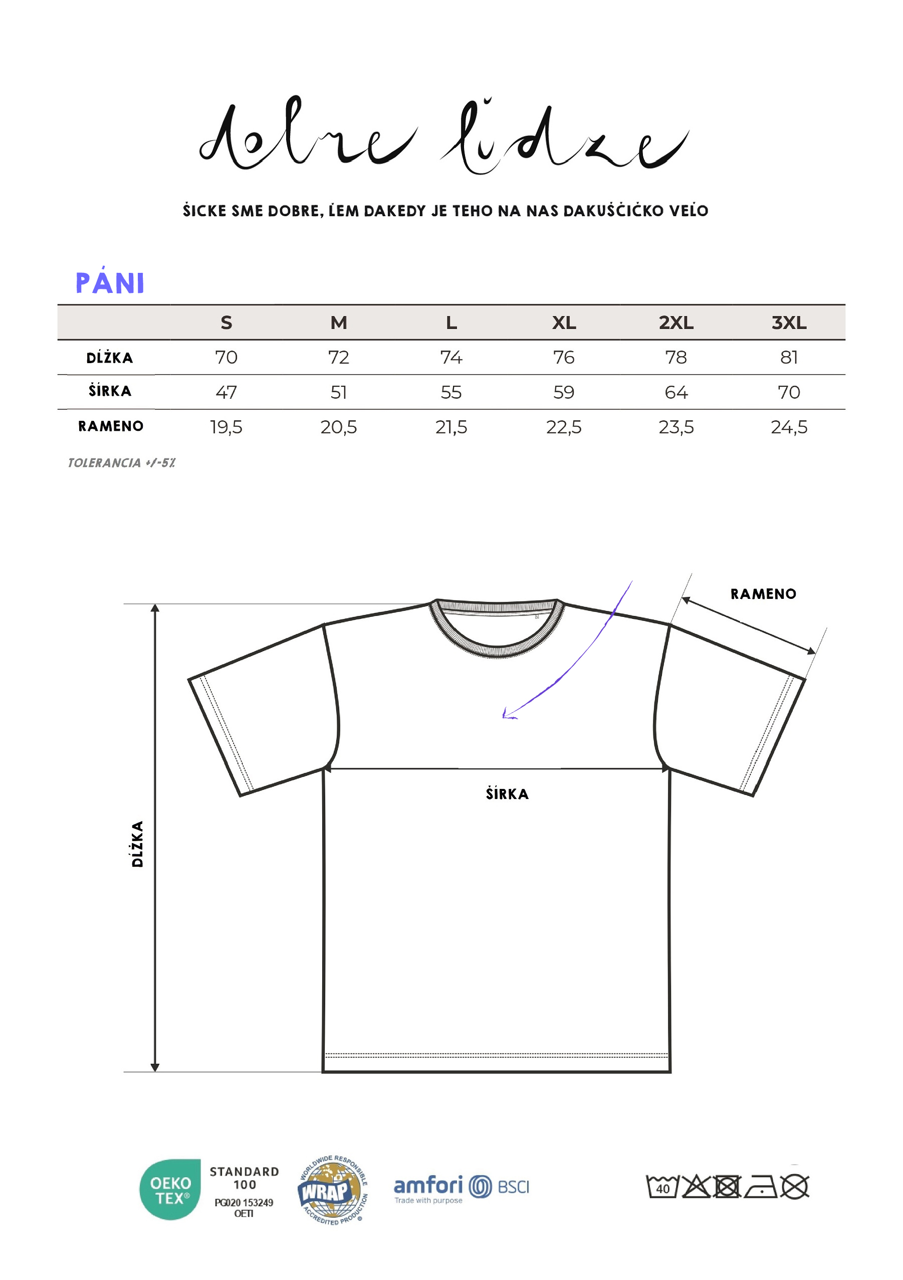 tabuľka veľkostí PÁNI